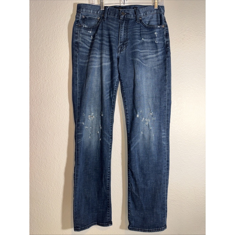 Lucky Brand Men's Jeans Size 32X34 363 Straight Stretchy Dark Wash Distressed 🍀
